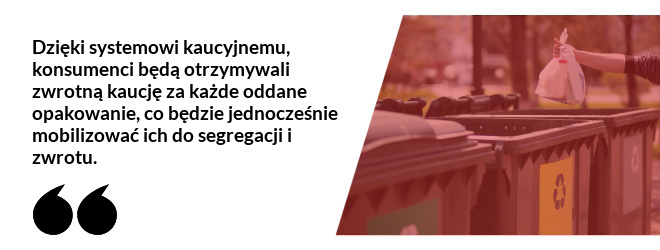 Dzięki systemowi kaucyjnemu, konsumenci będą otrzymywali zwrotną kaucję za każde oddane opakowanie, co będzie jednocześnie mobilizować ich do segregacji i zwrotu.