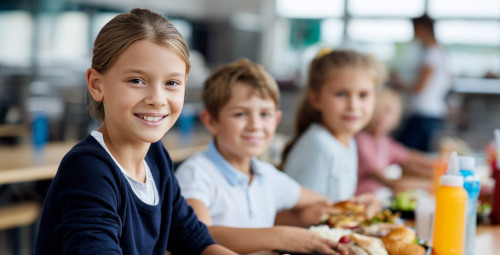Dzieci na stołówce szkolnej